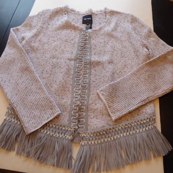 Nic & Zoe Fringe Short Women Open Front Dress Sweater Cardigan Jacket US Size S - Picture 7 of 16